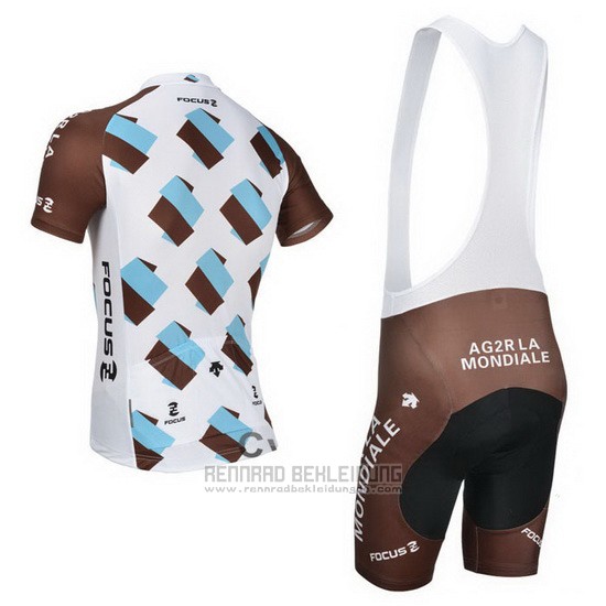 2014 Fahrradbekleidung Ag2rla Braun Trikot Kurzarm und Tragerhose